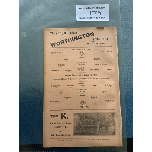 179 - 1913/14 Sheffield United v Bradford Park Avenue FA Cup Football Programme: Good condition 16 pager f... 