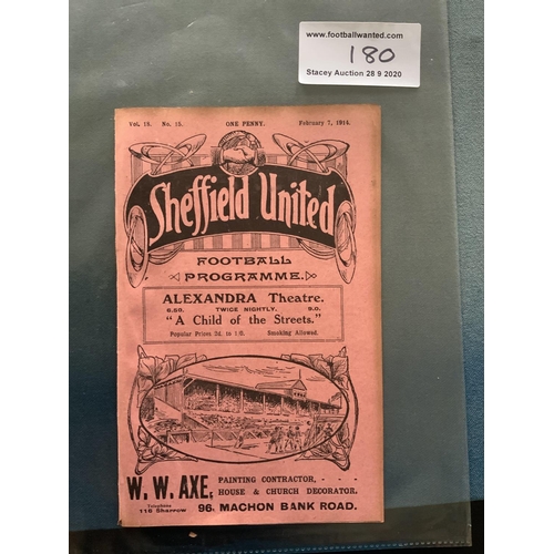 180 - 1913/14 Sheffield United v Sunderland Football Programme: Good condition 16 pager from the last seas... 