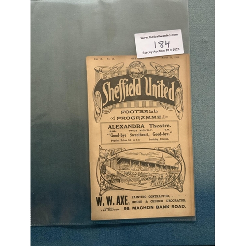 184 - 1913/14 Sheffield United v Oldham Athletic Football Programme: Good condition 16 pager from the last... 