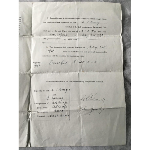 233 - 1925 West Ham Player Signed Contract: For season 1925/26 a contract for Jack Young signed by him and... 