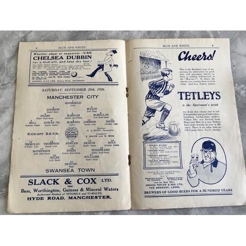 24 - 1926/27 Manchester City v Swansea Town Football Programme: Good condition 16 pager with rusty staple... 