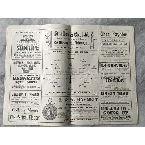 247 - 1924/25 West Ham v Tottenham Football Programme: Very good condition dated 22 11 1924 with no team c... 