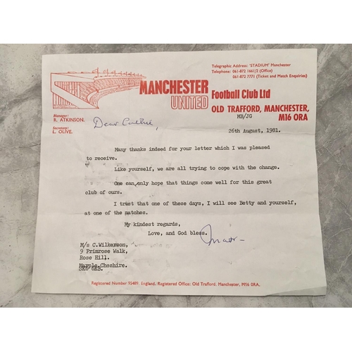 254 - Sir Matt Busby Manchester United Private Letters: All on Manchester United headed paper covering a h... 