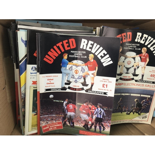 258 - Manchester United Football Memorabilia Boxes: Box of books all relating to Utd. 11 yearbooks from 84... 