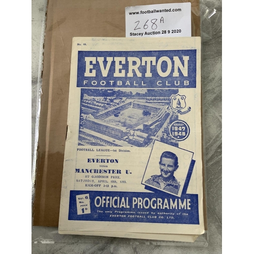 268A - 47/48 Everton v Manchester United Football Programme: Dated 10 4 1948 in good condition with no team... 