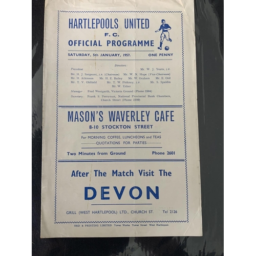 273 - 56/57 Hartlepool v Manchester United Football Programme + Ticket: Very rare ticket for the FA Cup ma... 