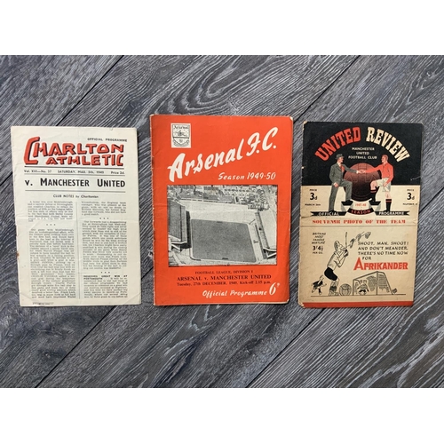 274 - 1940s Manchester United Football Programmes: 47/48 Home Bolton and aways at 48/49 Charlton and 49/50... 