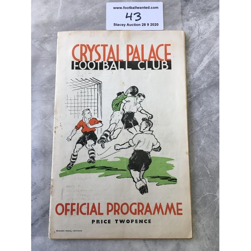 43 - 38/39 Crystal Palace v Notts County Football Programme: Dated 29 4 1939 in good condition with no te... 