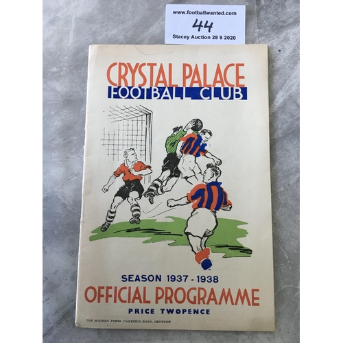 44 - 37/38 Crystal Palace v Cardiff City Football Programme: Dated 30 4 1938 in excellent condition with ... 