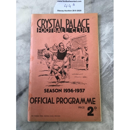 44A - 36/37 Crystal Palace v Aldershot Football Programme: Dated 24 4 1937 in good condition with no team ... 