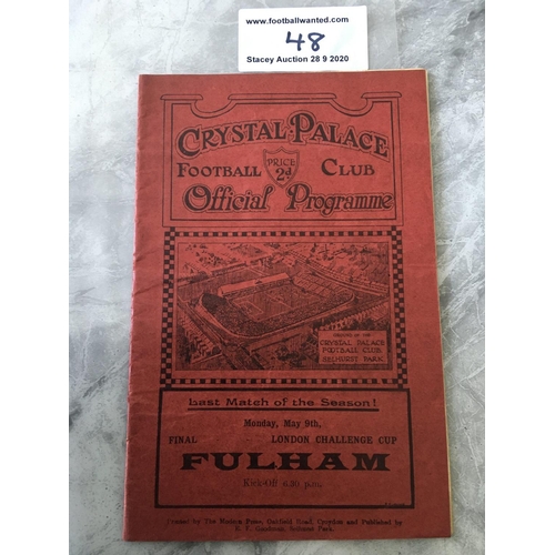 48 - 31/32 Crystal Palace v Clapton Orient Football Programme: Dated 7 5 1932 in good condition with no t... 