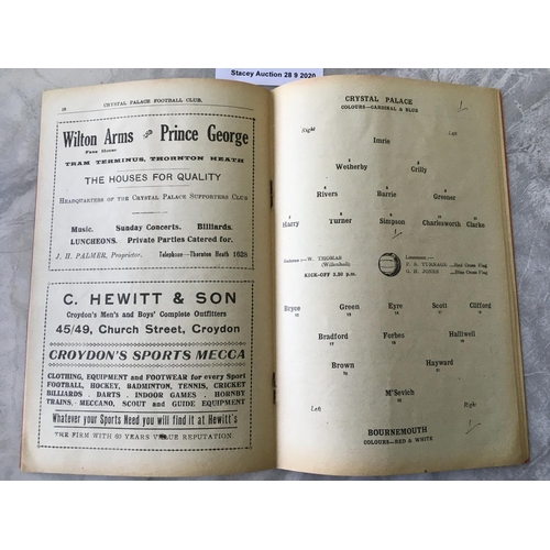 49 - 29/30 Crystal Palace v Bournemouth Football Programme: Dated 3 5 1930 in good condition with no team... 