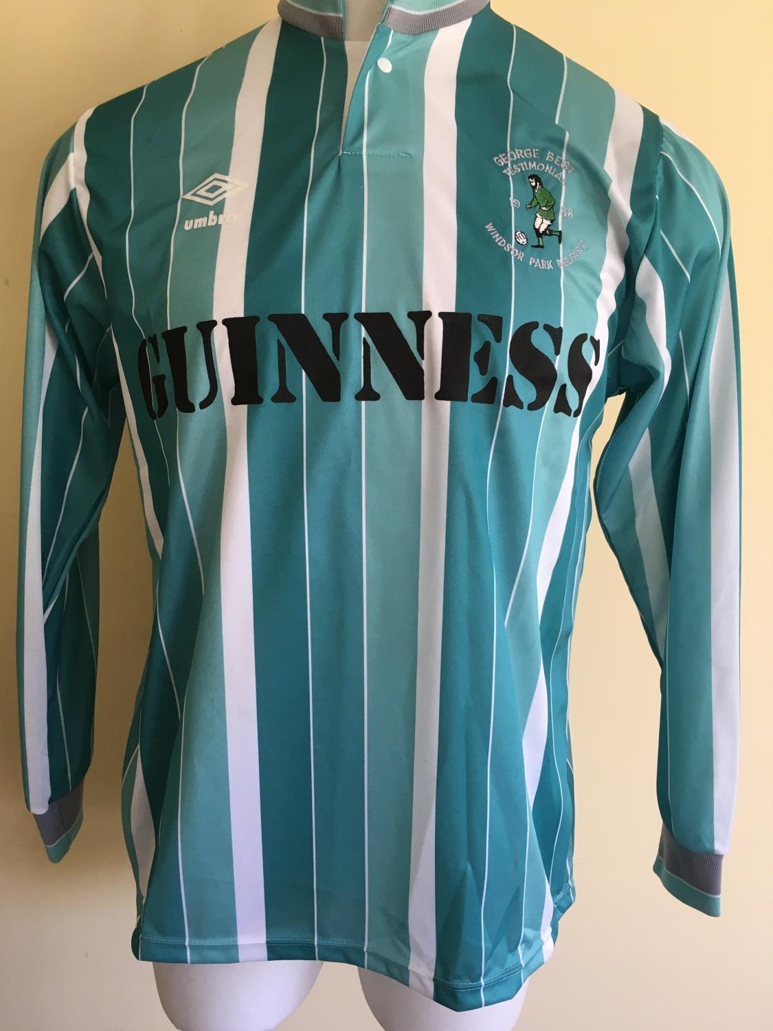 1988 George Best Testimonial 1988 Match Worn Football Shirt: Green