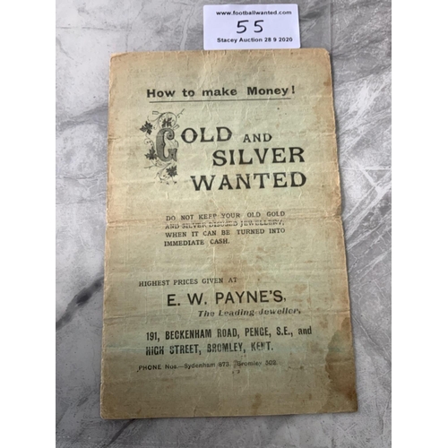 55 - 1916/17 Crystal Palace v Southampton Football Programme: Dated 25 12 1916 in fair condition with no ... 