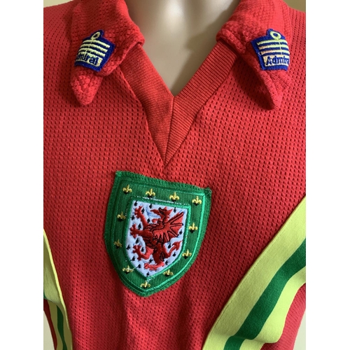 6 - 1979 Wales Match Worn Iconic Football Shirt: Red number 4 shirt in airtex style fabric with the famo... 