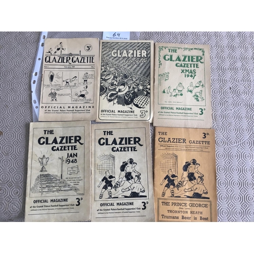 64 - Crystal Palace 1940s Glazier Gazette Football Magazines: Includes volume 1 number 1 from Feb 1947. M... 