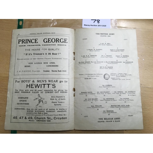 78 - 31/32 Army V Belgium Army At Crystal Palace Football Programme: Dated 13 2 1932 in Very good conditi... 