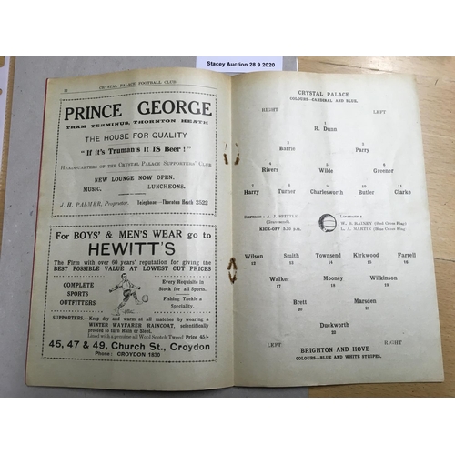 79 - 31/32 Crystal Palace v Brighton Football Programme: Dated 16 9 1931 in  good condition with no writi... 