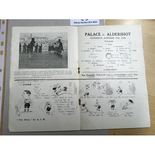 85 - 35/36 Crystal Palace v Aldershot Football Programme: Dated 19 10 1935 in  good condition with no wri... 