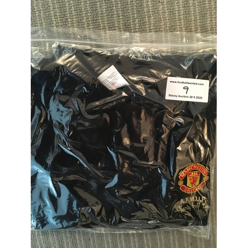 9 - Manchester United Football Player Charity Golf Day Shirt: Size large black polo neck tee shirt in ex... 