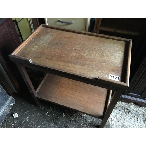 121 - A walnut tea trolley/ card table.