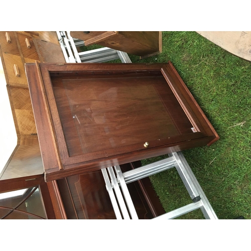 219 - A Victorian mahogany step commode a stool, a standard lamp and a mahogany cabinet (4)