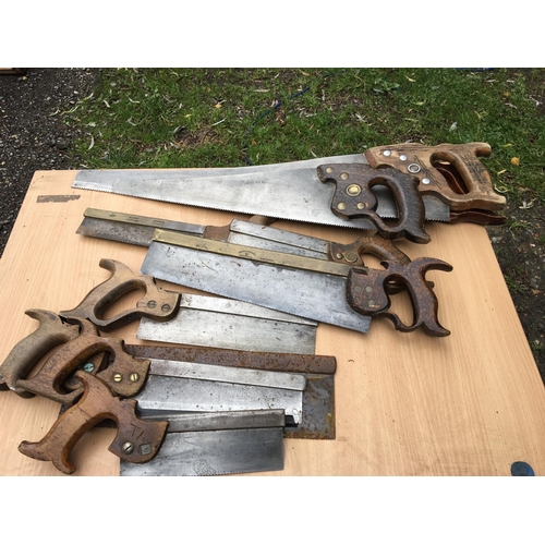 88 - A good collection of vintage saws including ward of Sheffield and other makers.