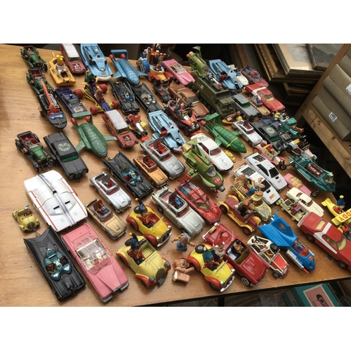287 - A collection of playworn TV and Film related diecast models, including Batman, Thunderbirds, Joe 90,... 