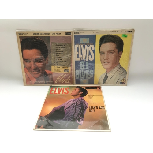 102 - Three Elvis Presley LPs comprising'Rock n Roll No.2', 'G.I. Blues' and 'Something For Everybody'.