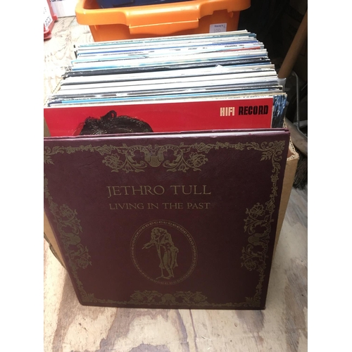 118 - A box of LPs by various artists including Jethro Tull, David Bowie, John Lennon and others.