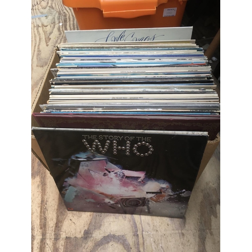 118 - A box of LPs by various artists including Jethro Tull, David Bowie, John Lennon and others.