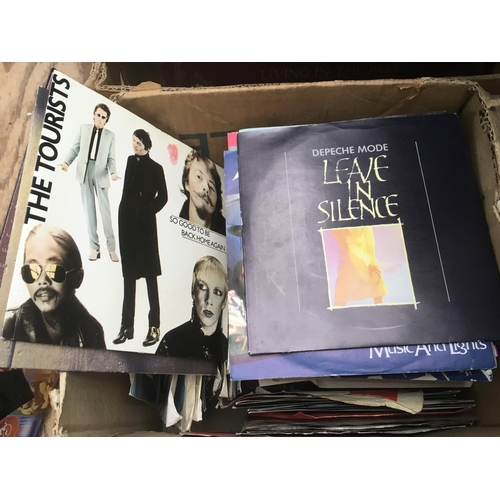 120 - A box of 7 inch singles by various artists from the 1960s onwards..