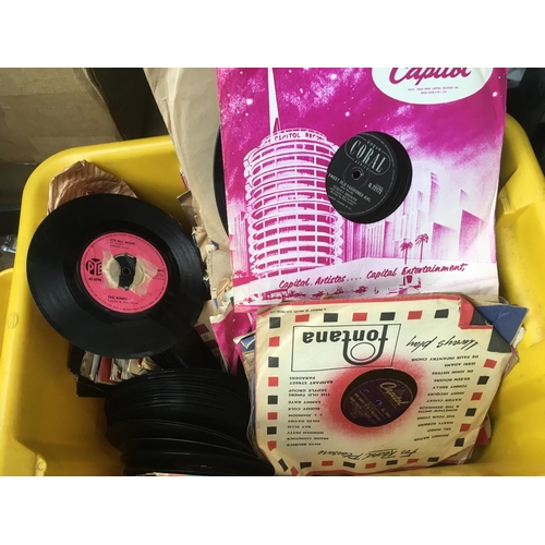 122 - A crate of 78s and 7 inch singles including many jazz titles.