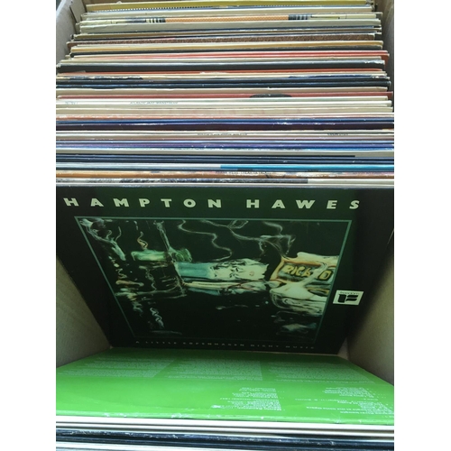 135 - Another box of Jazz LPs by various artists including Zoot Sims, Vic Damone, Bill Evans and others.