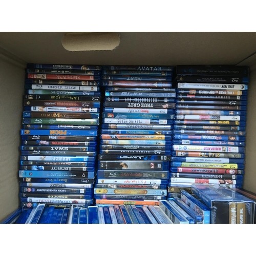 145 - A large box of blu ray movies and TV series.