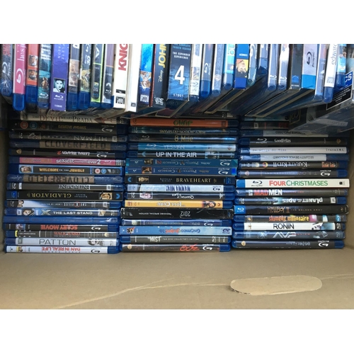 145 - A large box of blu ray movies and TV series.