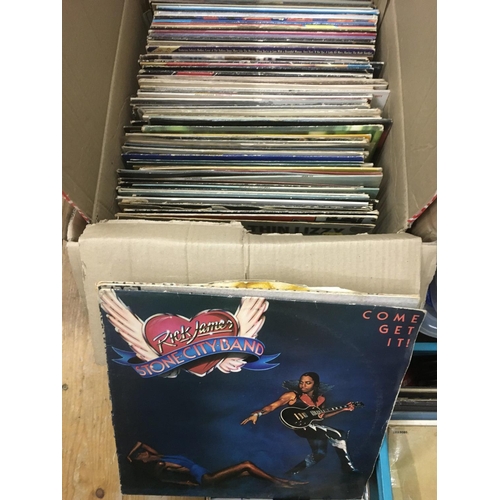 185 - Two boxes of LPs and 7 inch singles by various artists including Patti Smith, The Jam, Queen and oth... 