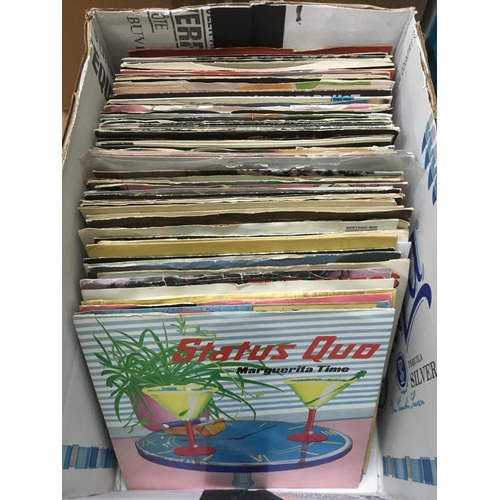 185 - Two boxes of LPs and 7 inch singles by various artists including Patti Smith, The Jam, Queen and oth... 