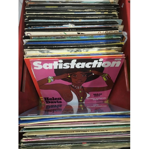 187 - Two boxes of mainly disco and soul LPs and 12 inch singles by various artists.