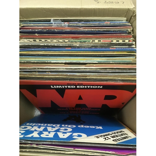 187 - Two boxes of mainly disco and soul LPs and 12 inch singles by various artists.