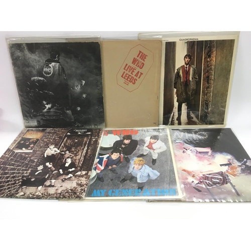255 - Six LPs by The Who comprising a reissue of 'My Generation', 'Live At Leeds', 'Quadrophenia' and othe... 