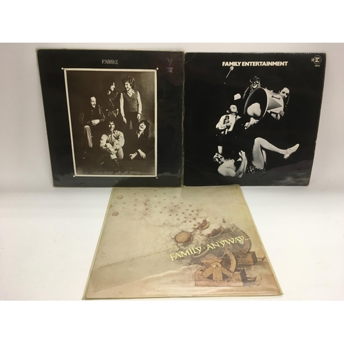 276 - Three LPs by Family comprising 'Anyway', 'A Song For Me' and 'Entertainment', all early pressings.