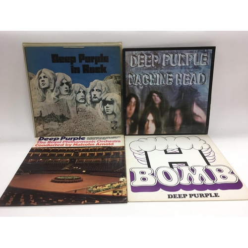 289 - Four Deep Purple LPs including a first UK pressing of 'Machine Head' with poster and no EMI on label... 