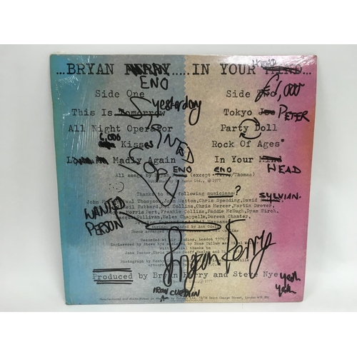 309 - A Bryan Ferry 'In Your Mind' LP with unusual annotations to the shrink wrap on the cover, author unv... 