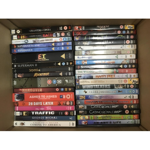 315 - Two boxes if CDs by various artists plus four boxes of DVDs.