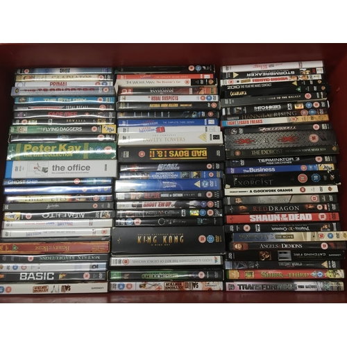 316 - A large crate, a box and a bag of DVDs, includes some limited and deluxe editions.