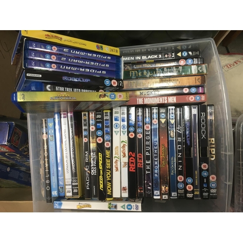 319 - Four boxes of Blu Rays and DVDs including various box sets.