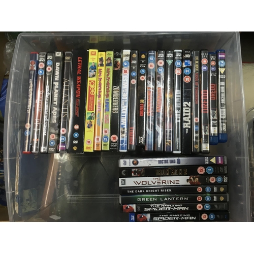 319 - Four boxes of Blu Rays and DVDs including various box sets.
