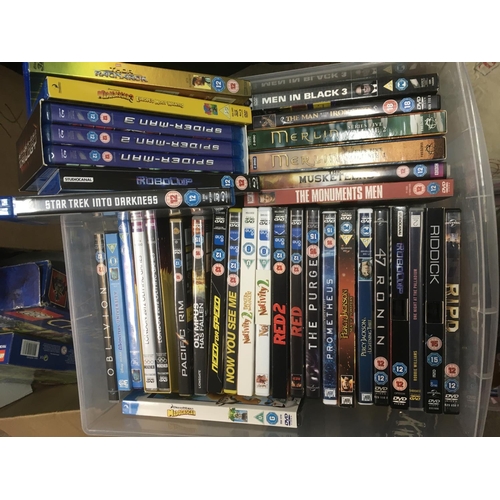 319 - Four boxes of Blu Rays and DVDs including various box sets.