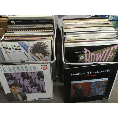 326 - Two record cases of LPs and 12 inch singles by various artists including David Bowie, Pet Shop Boys,... 